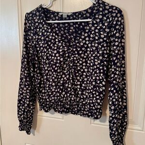 American Eagle Outfitters Navy Floral Blouse